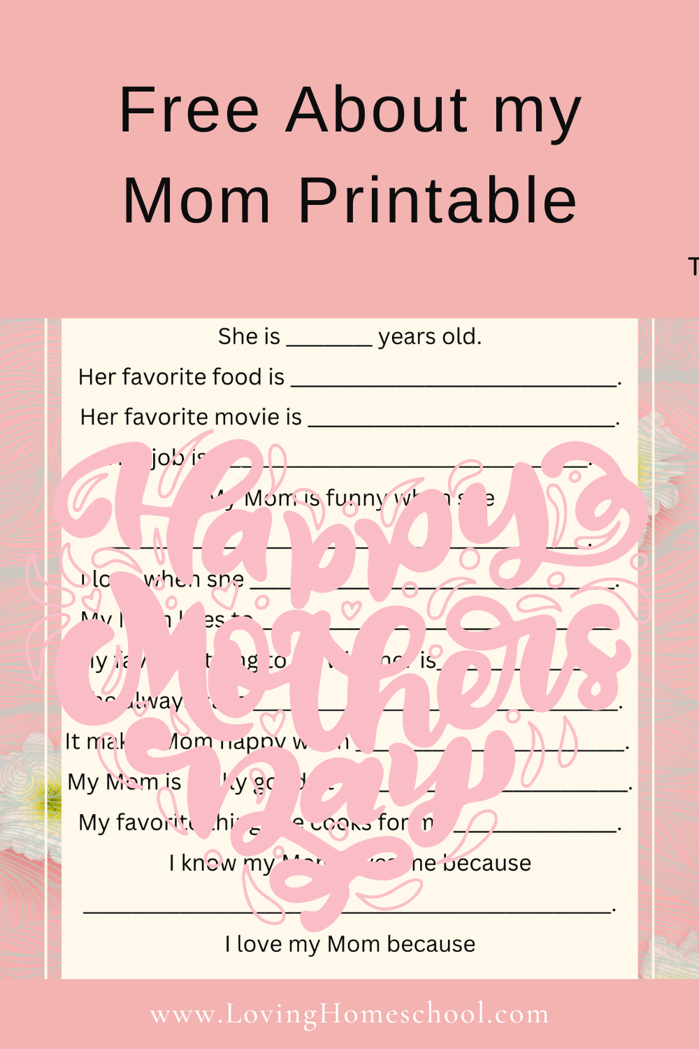 About my Mom Printable Pinterest Pin