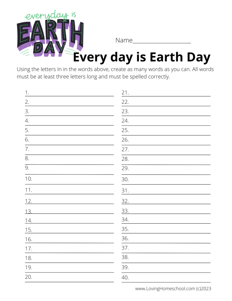 Every Day is Earth Day How many words