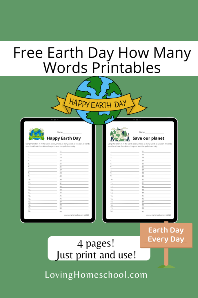 Free Earth Day How Many Words Printables Pinterest Pin