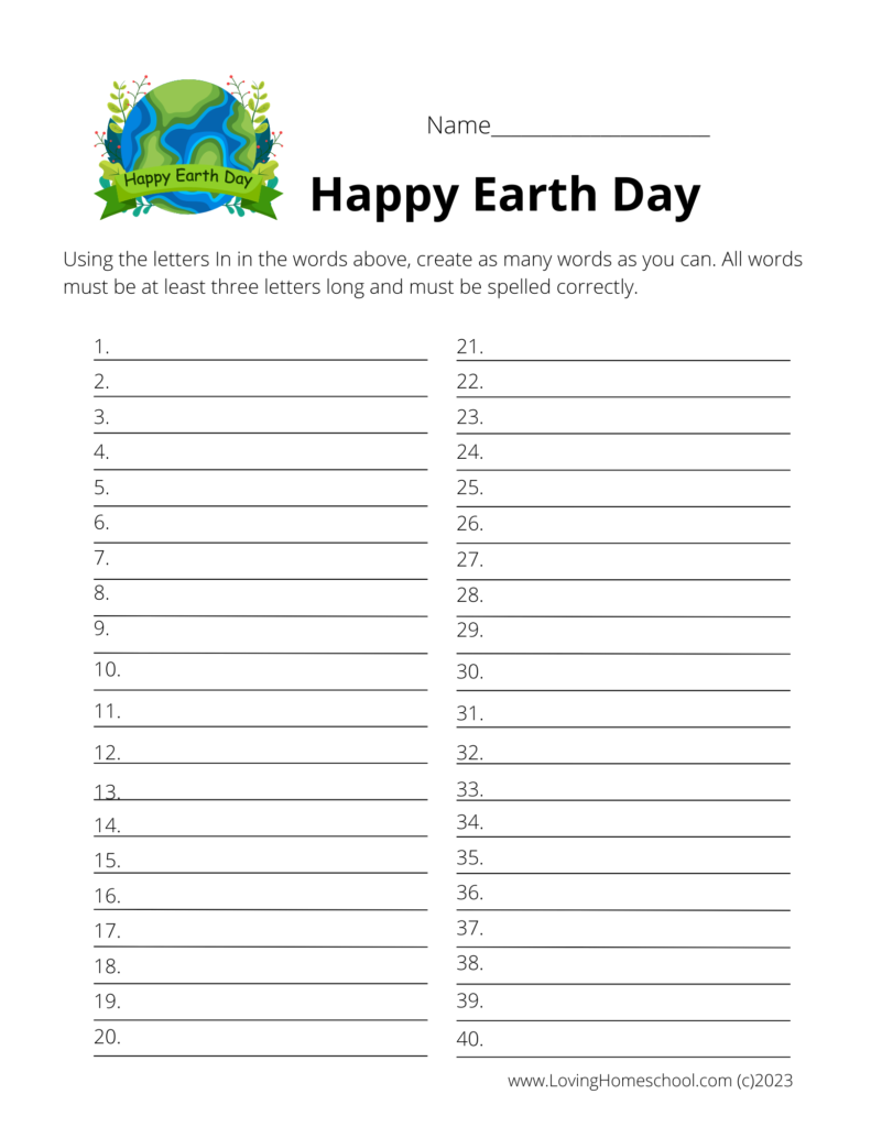 Happy Earth Day How many words