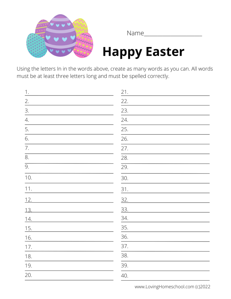 Happy Easter How many words