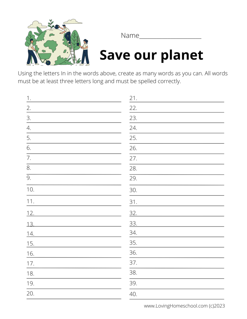 Save Our Planet How many words