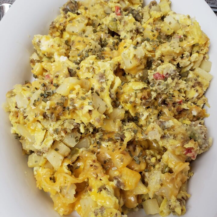 Egg and Potato Scramble in serving dish