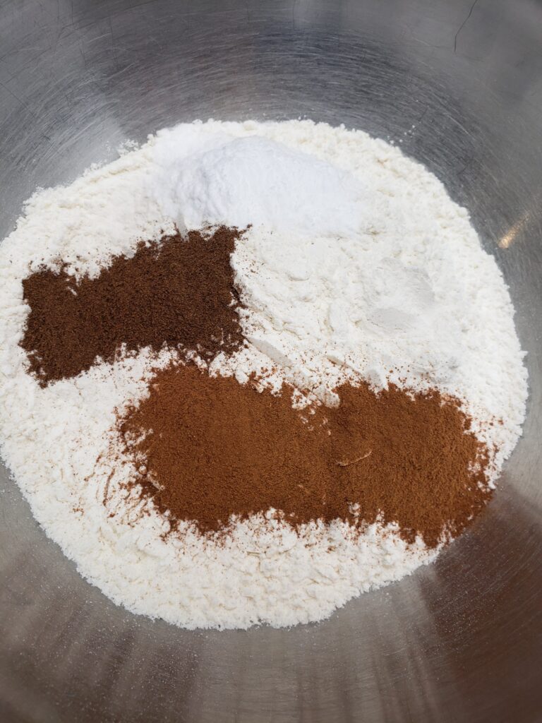 dry ingredients in mixing bowl