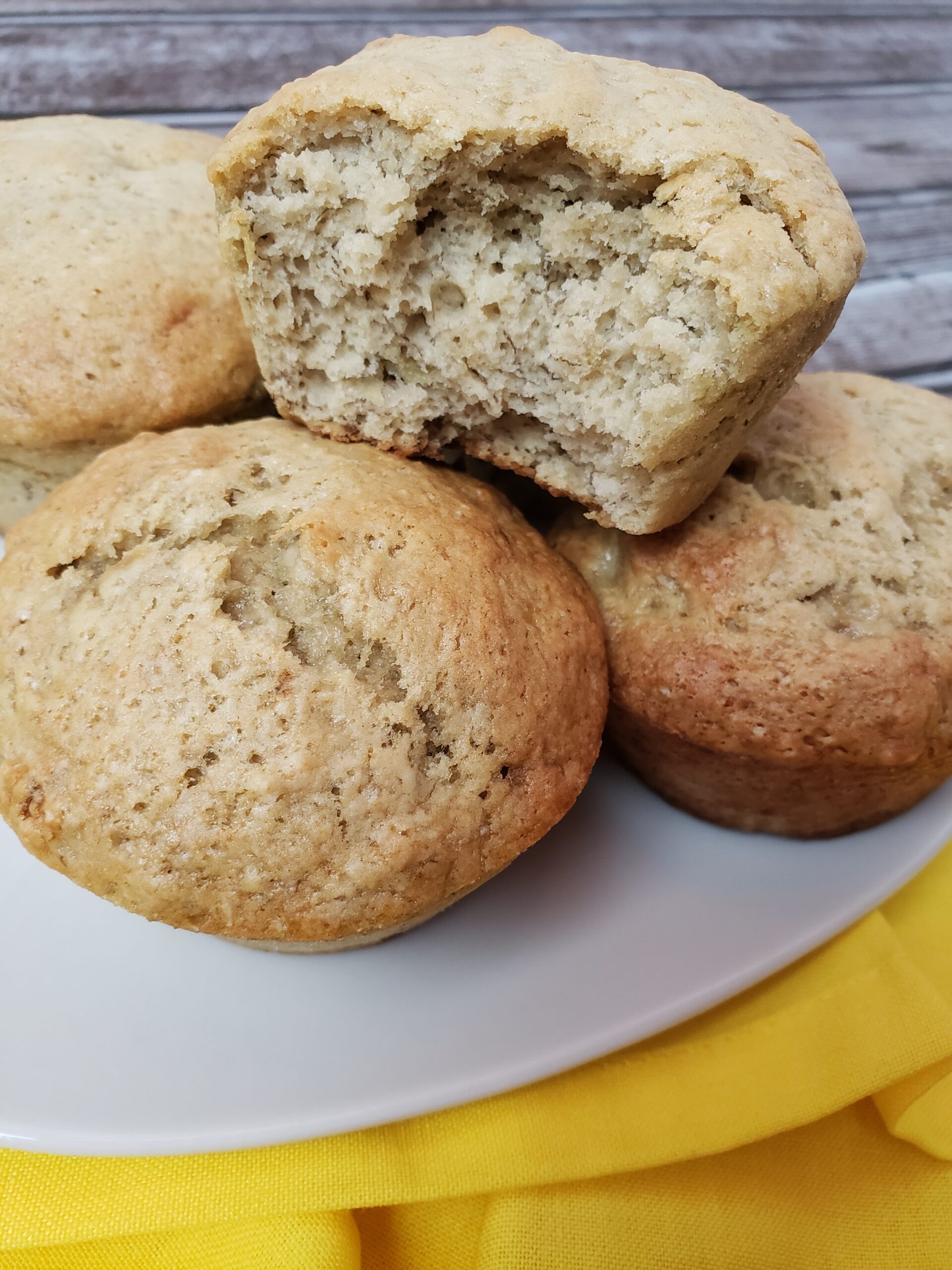 Easy Banana Muffins on a serving plate