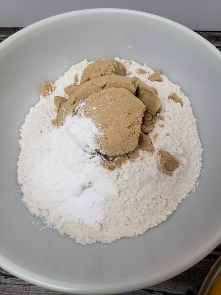 dry ingredients in mixing bowl.