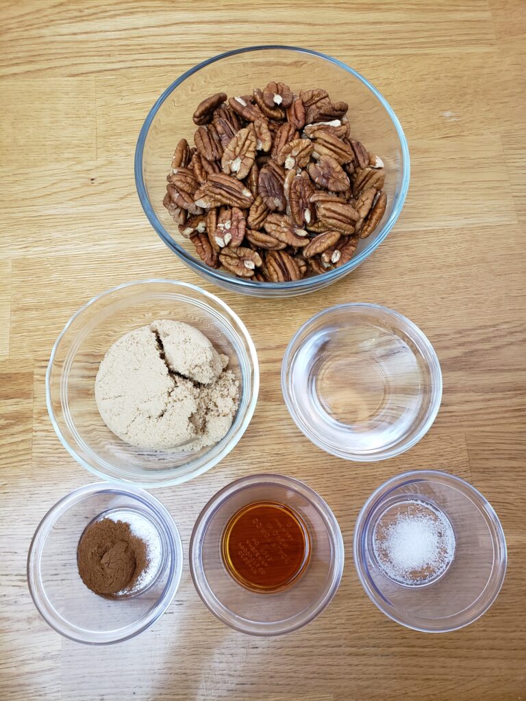 ingredients for candied pecans