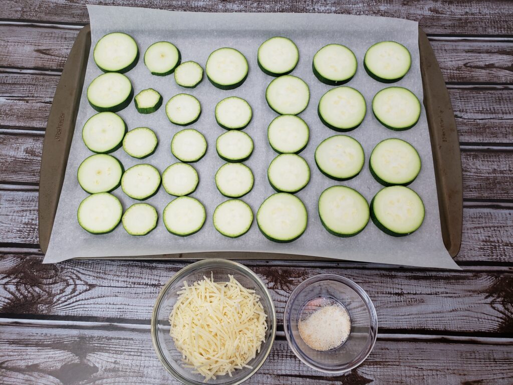 ingredients for Cheesy Zucchini Coins