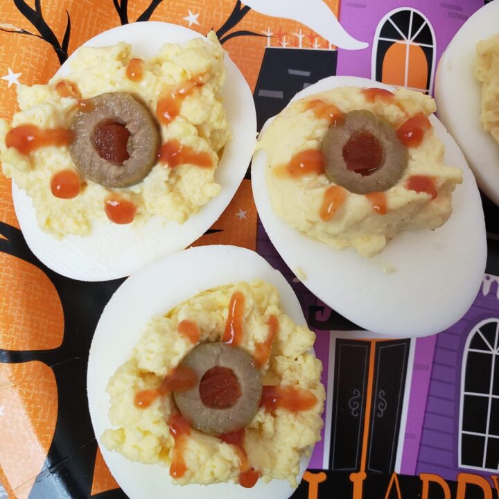 Halloween Bloodshot Eyes Deviled Eggs