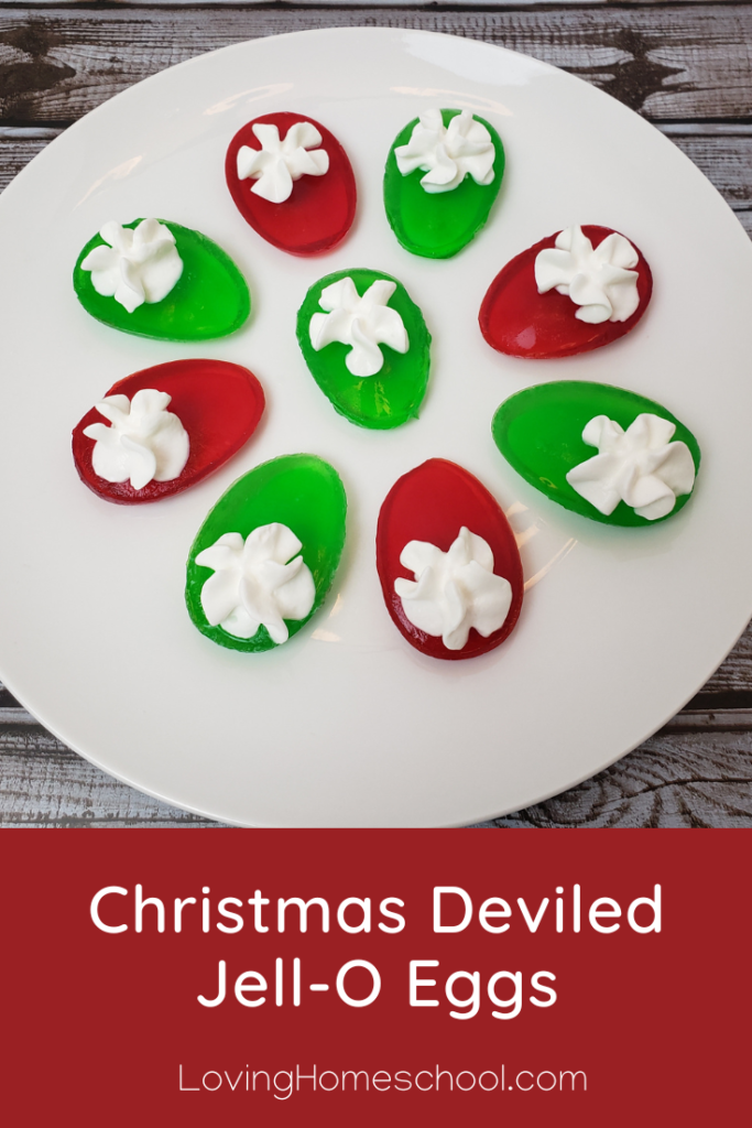 Christmas Deviled Jell-O Eggs Pinterest Pin