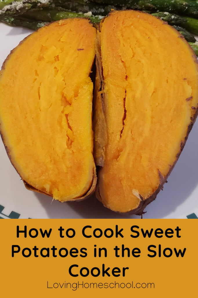 How to Cook Sweet Potatoes in the Slow Cooker Pinterest Pin