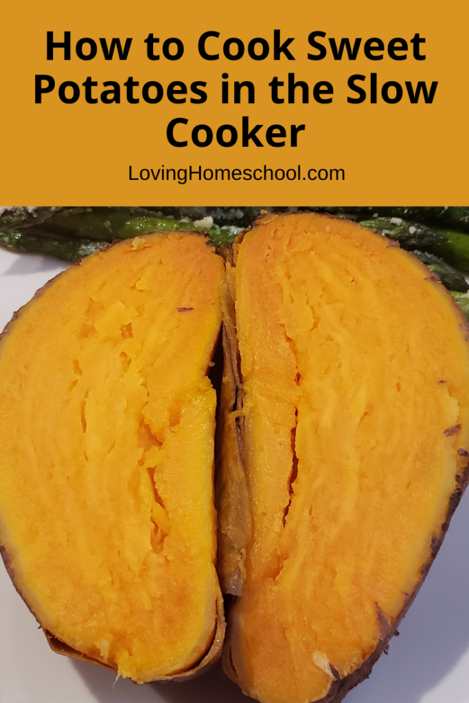 How to Cook Sweet Potatoes in the Slow Cooker Pinterest Pin