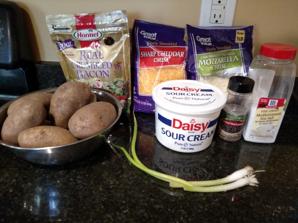 ingredients for twice baked potato casserole.