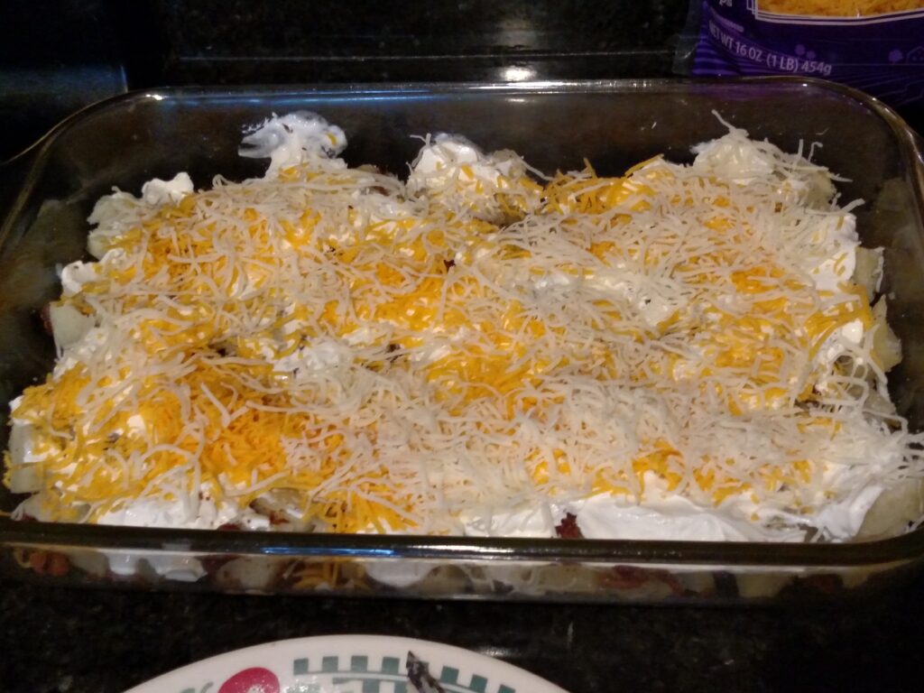 cheese added on top of sour cream.