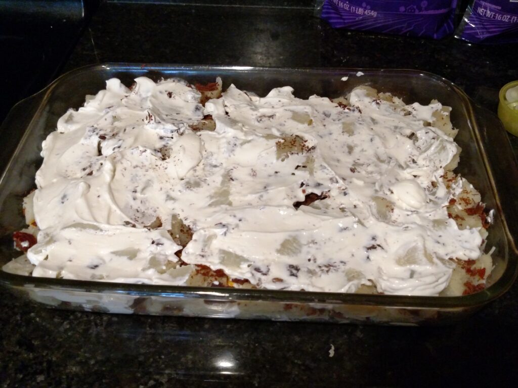 more sour cream added to casserole.