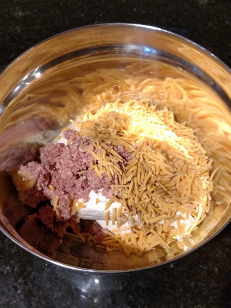 ingredients for Cream Cheese Ball in a bowl