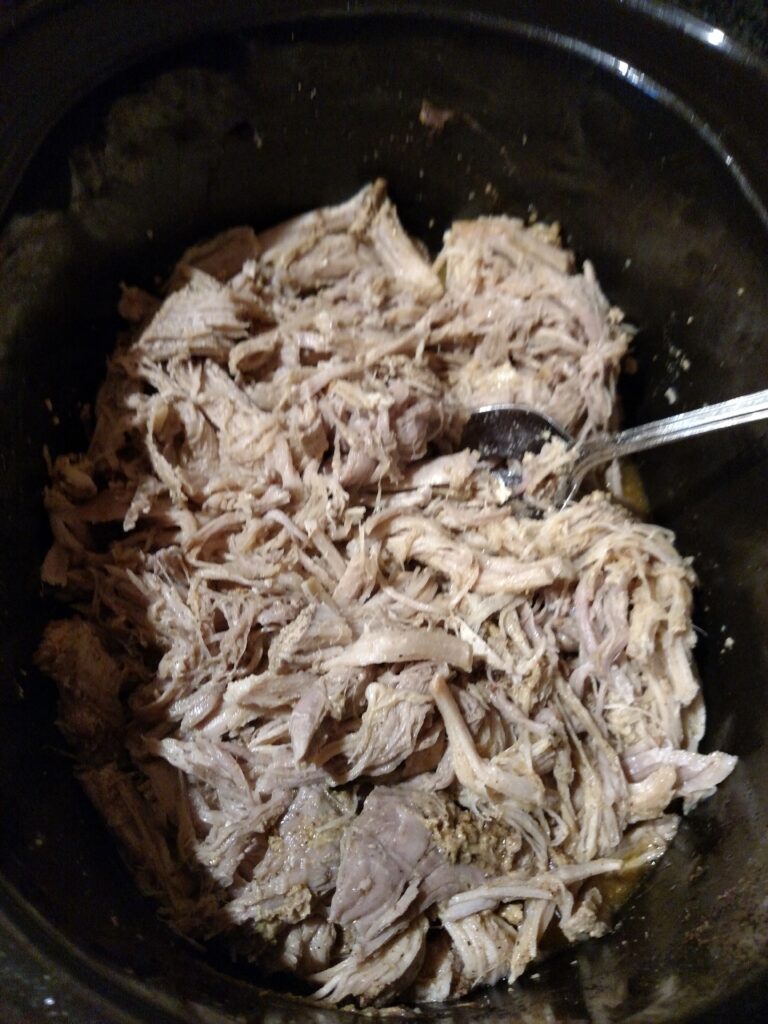 shredded meat added back into slow cooker