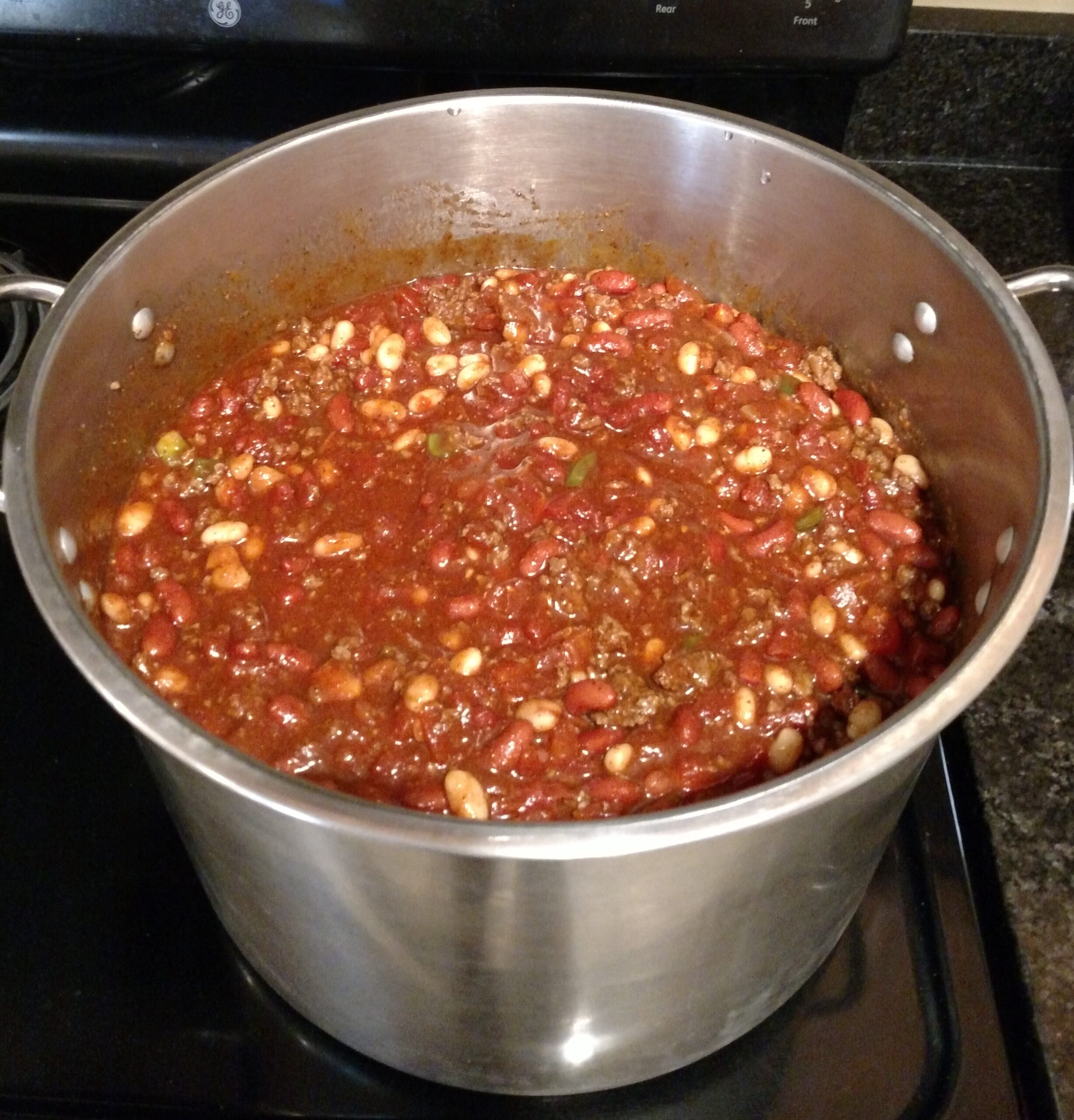 Big Batch Homemade Chili on the stove