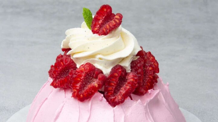 Image for Pink Mini Pavlova dessert with raspberries