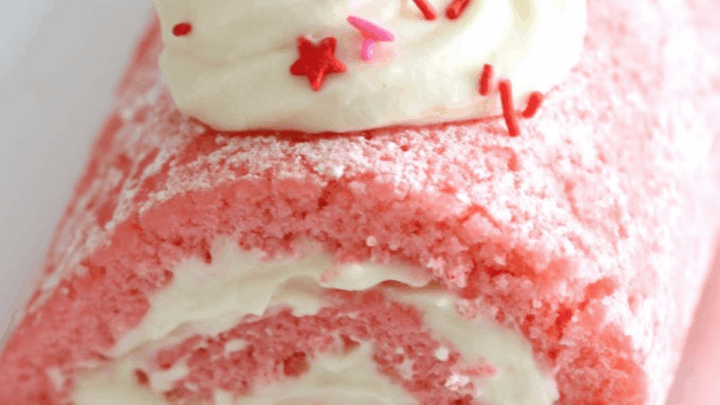 Image for Pink Velvet Swiss Roll with Whipped Cream Cheese Frosting