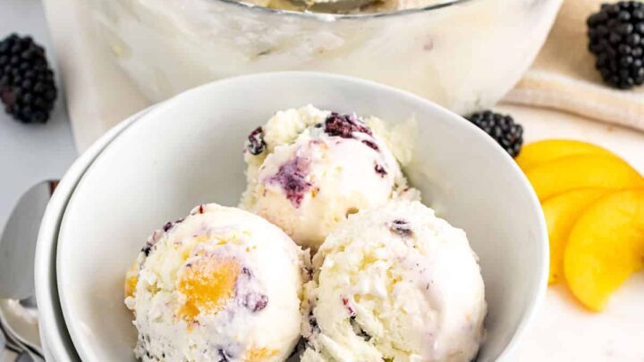 Image for Fresh Peach Ice Cream with Blackberries