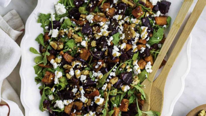 Image for Sweet Potato Beet Salad with Feta (Vegan Option)