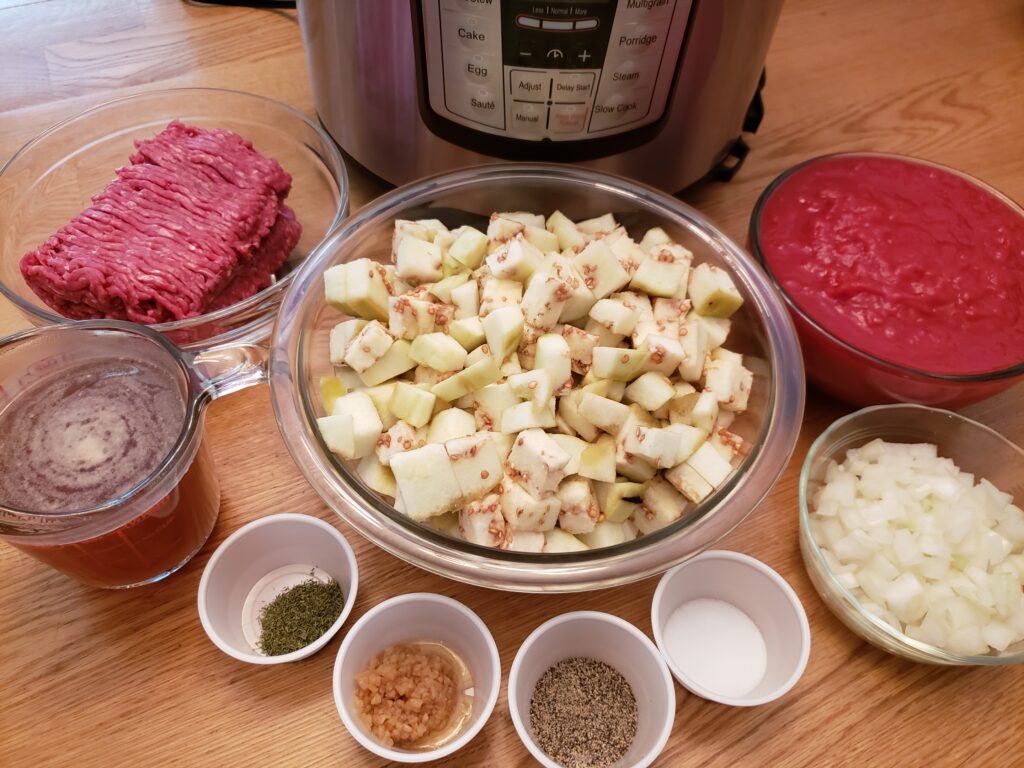 ingredients for Instant Pot Eggplant Bolognese