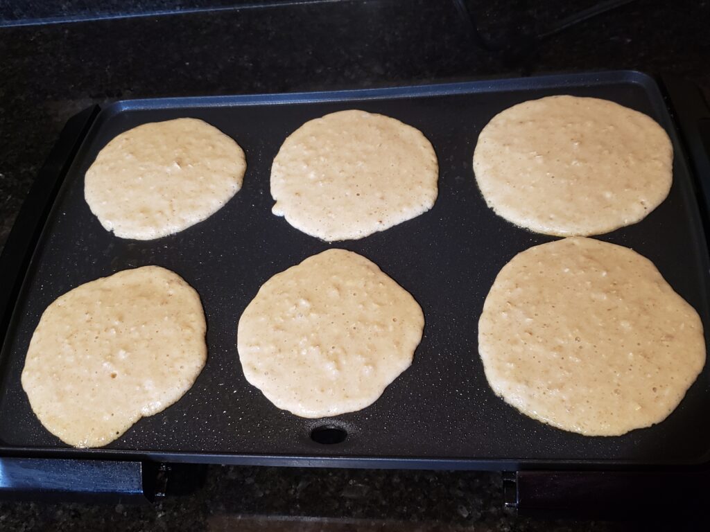 6 pancakes just put on griddle