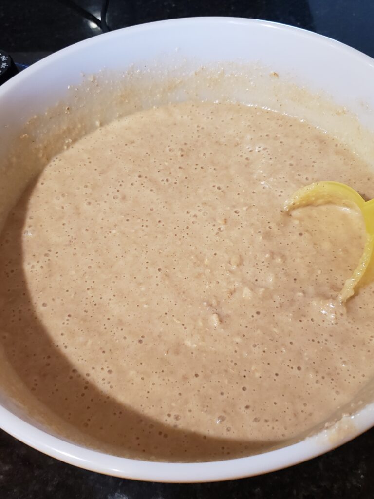 pancake batter ready to put on griddle