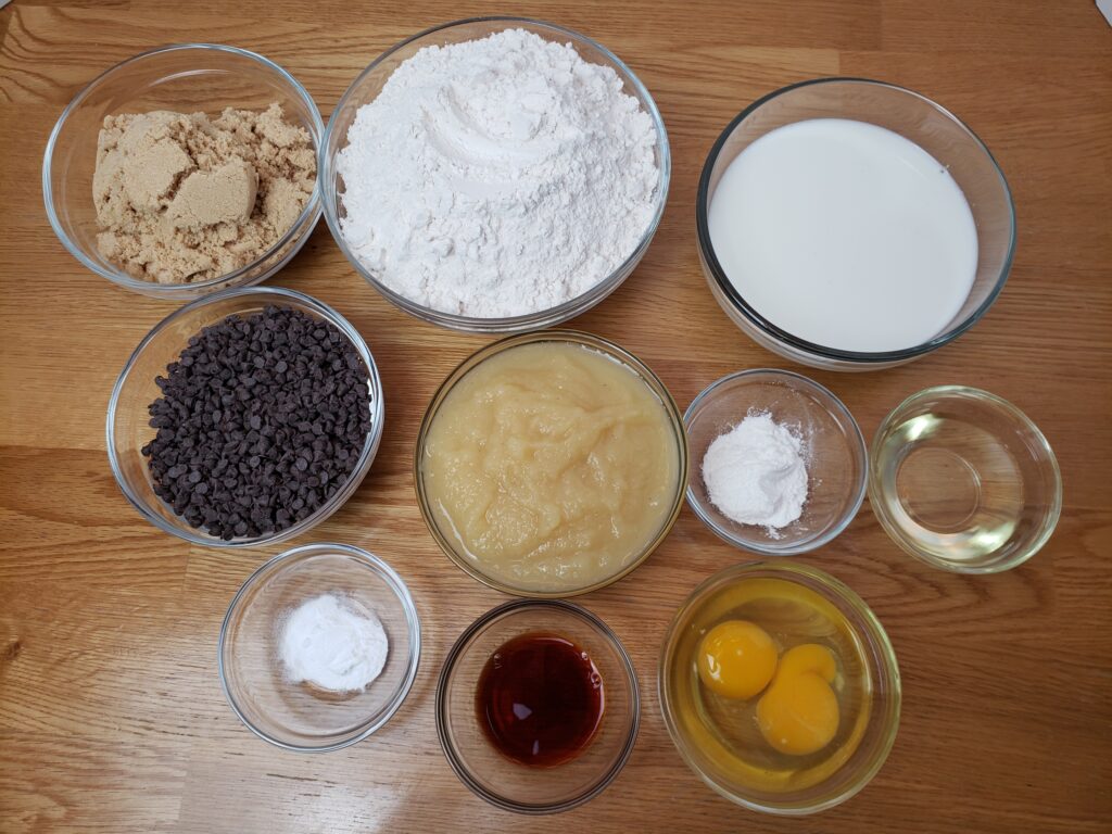 ingredients for Freezer Chocolate Chip Muffins