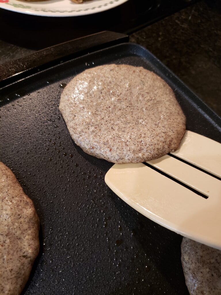 starting to flip one pancake