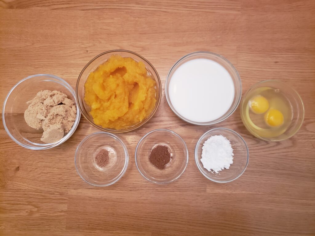 ingredients for Classic Pumpkin Custard