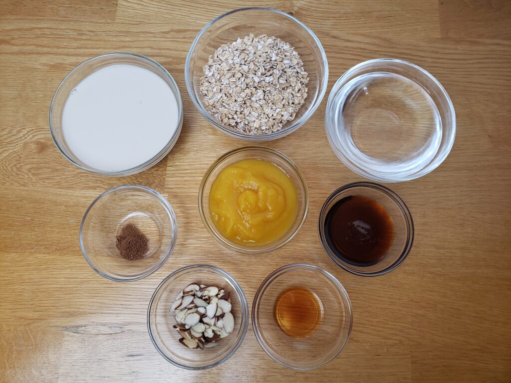 ingredients for Pumpkin Pie Oatmeal