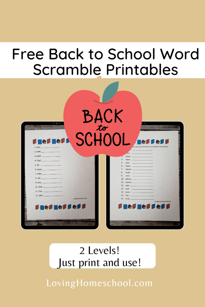 Back to School Word Scramble Pinterest Pin