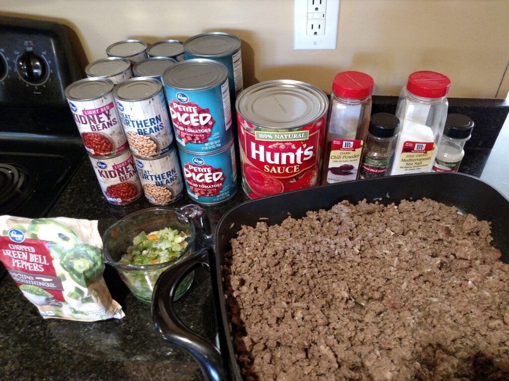 ingredients for big batch homemade chili