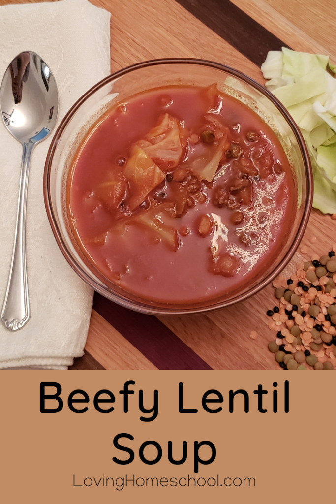 Beefy Lentil Soup Pinterest Pin