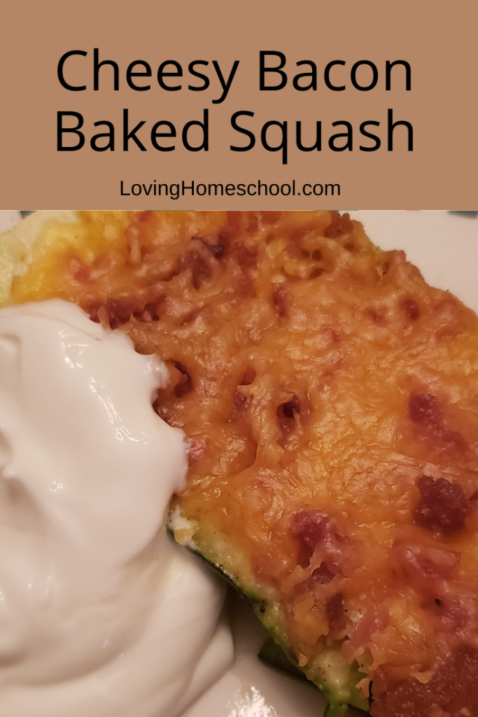 Cheesy Bacon Baked Squash Pinterest Pin