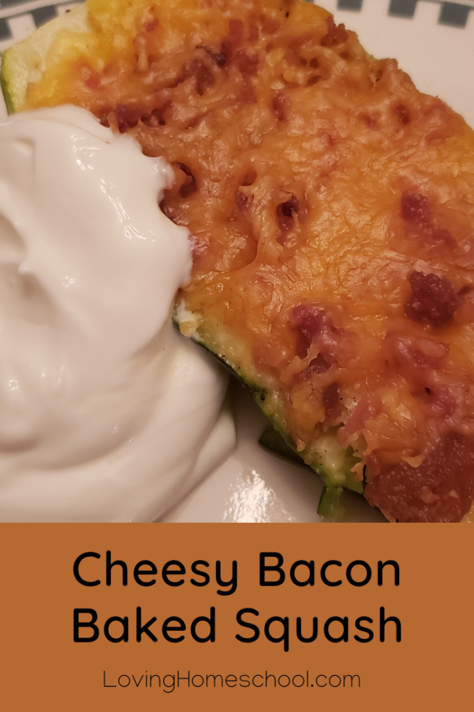 Cheesy Bacon Baked Squash Pinterest Pin