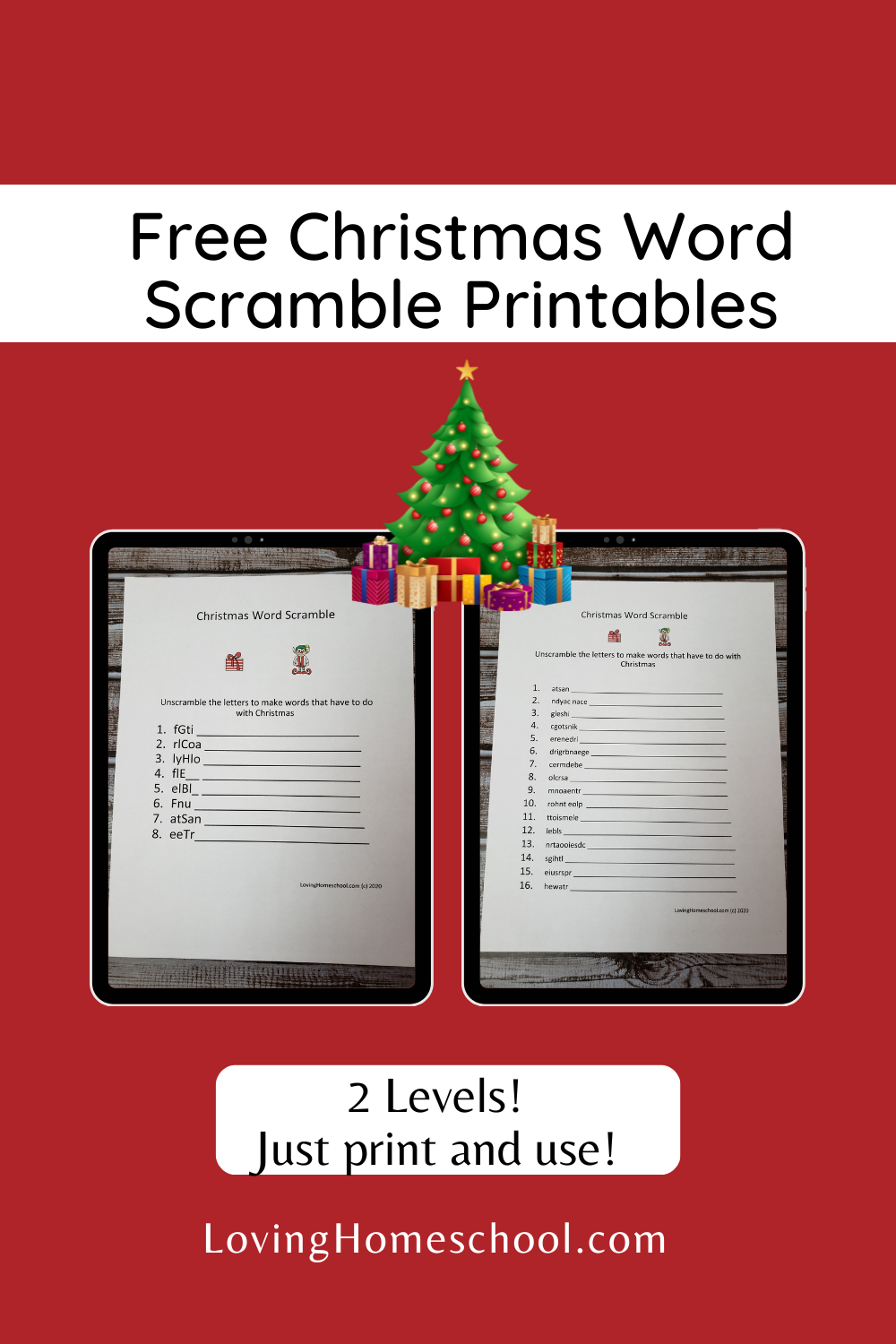 Christmas Word Scramble Pinterest Pin