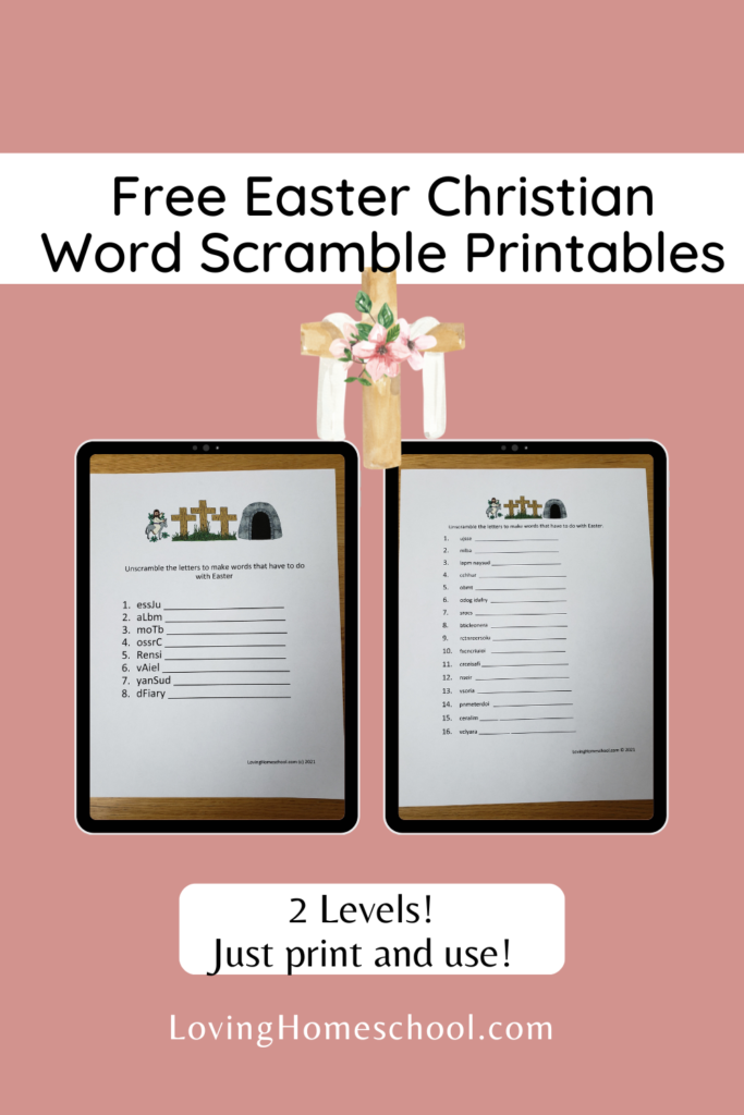 Easter Christian Word Scramble Pinterest Pin