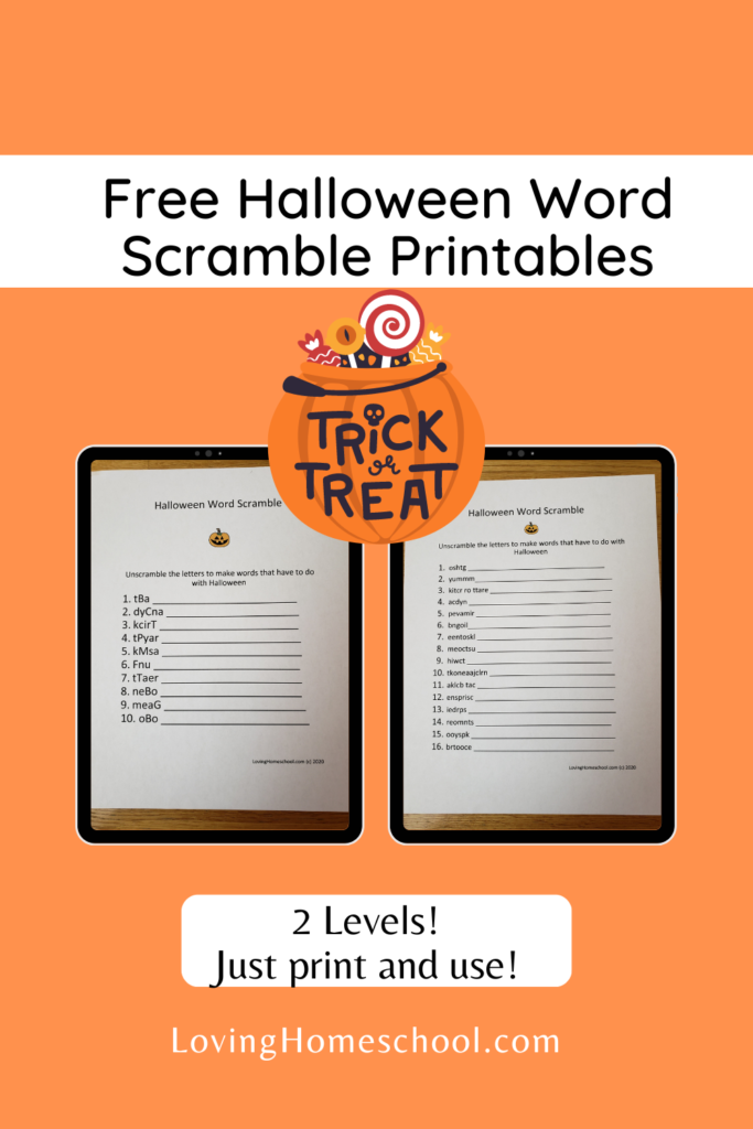 Halloween Word Scramble Pinterest Pin