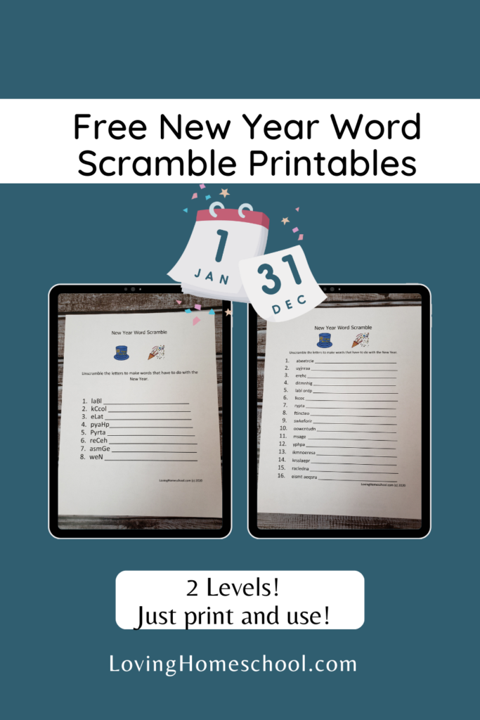 New Year Word Scramble Pinterest Pin