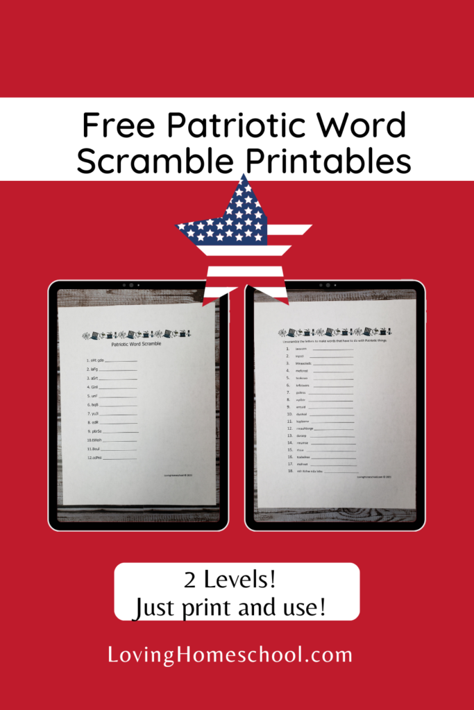 Patriotic Word Scramble Pinterest Pin