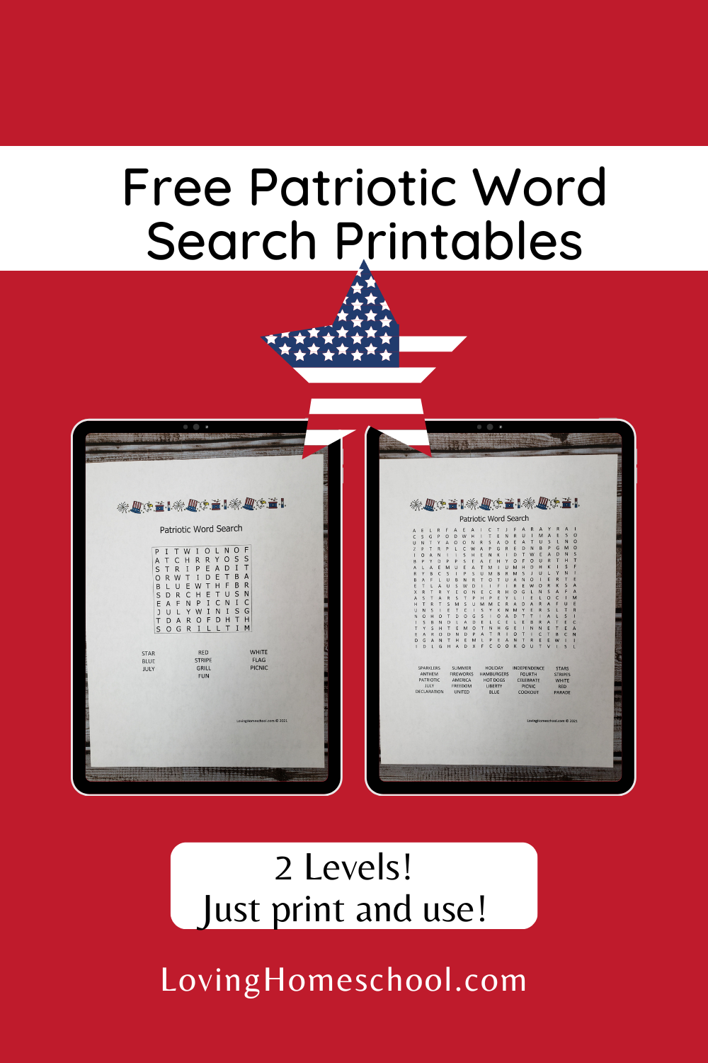 Patriotic Word Search Pinterest Pin