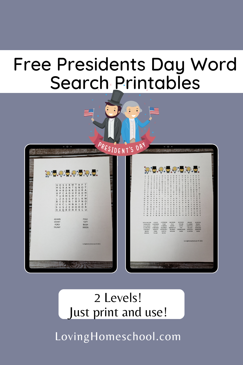 Presidents Day Word Search Pinterest Pin