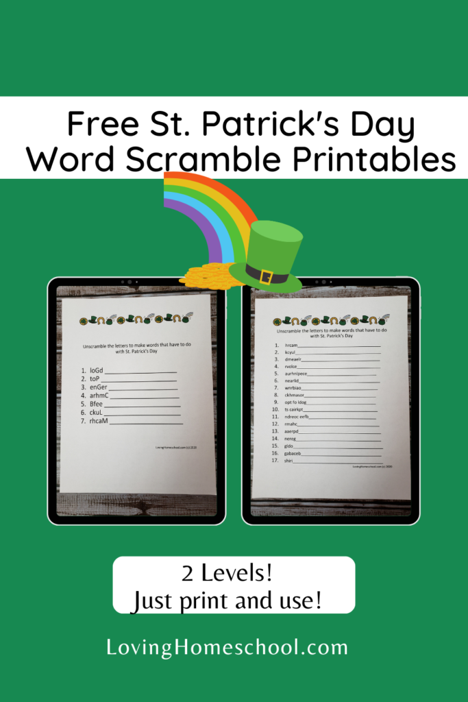 St. Patrick's Day Word Scramble Pinterest Pin