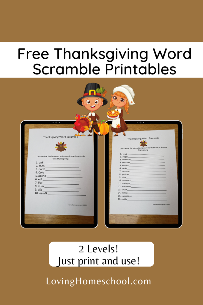 Thanksgiving Word Scramble Pinterest Pin