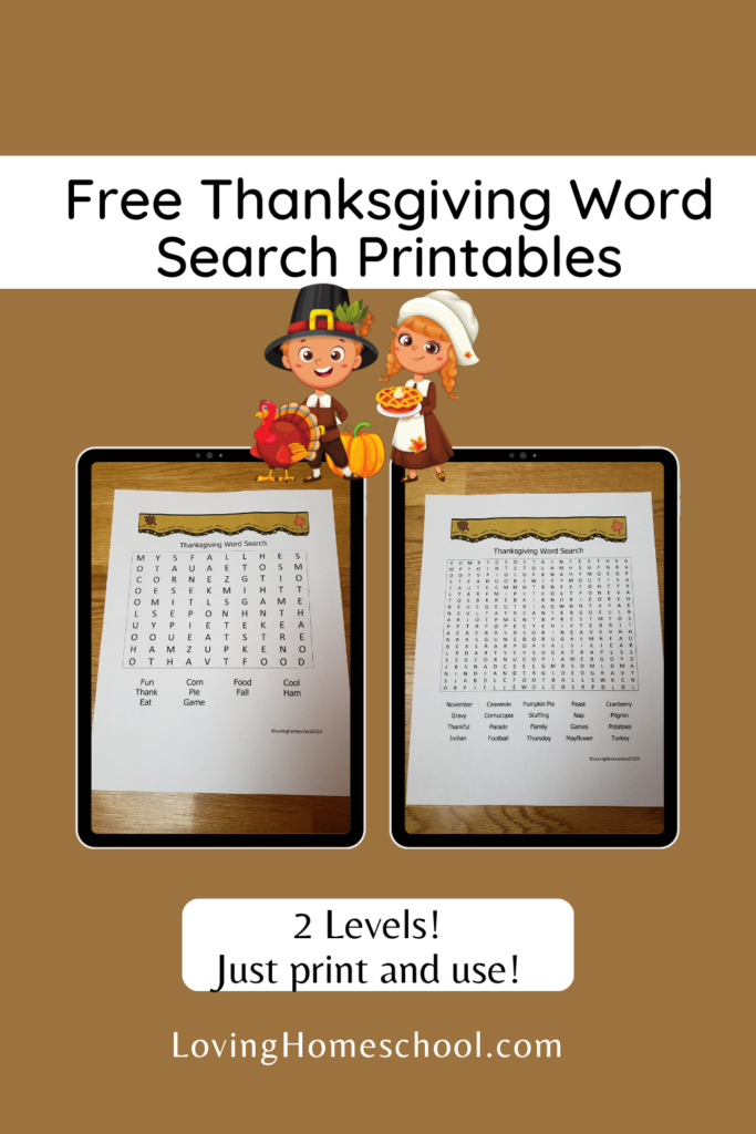 Thanksgiving Word Search Pinterest Pin