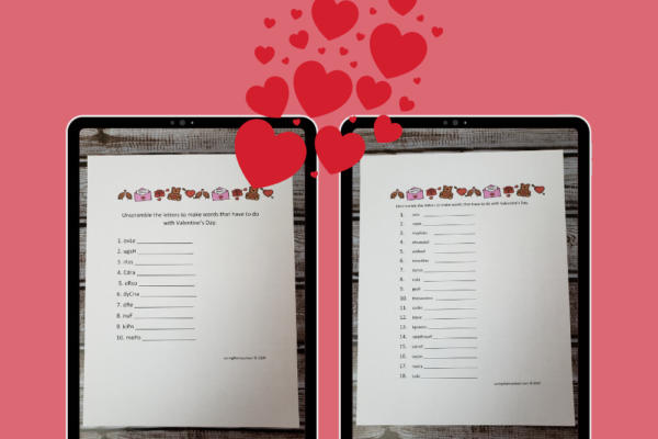 Valentine's Day Word Scramble Pinterest Pin