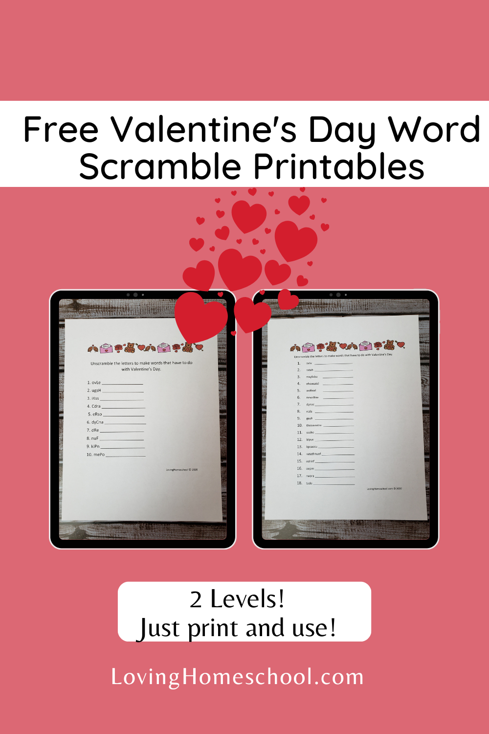 Valentine's Day Word Scramble Pinterest Pin